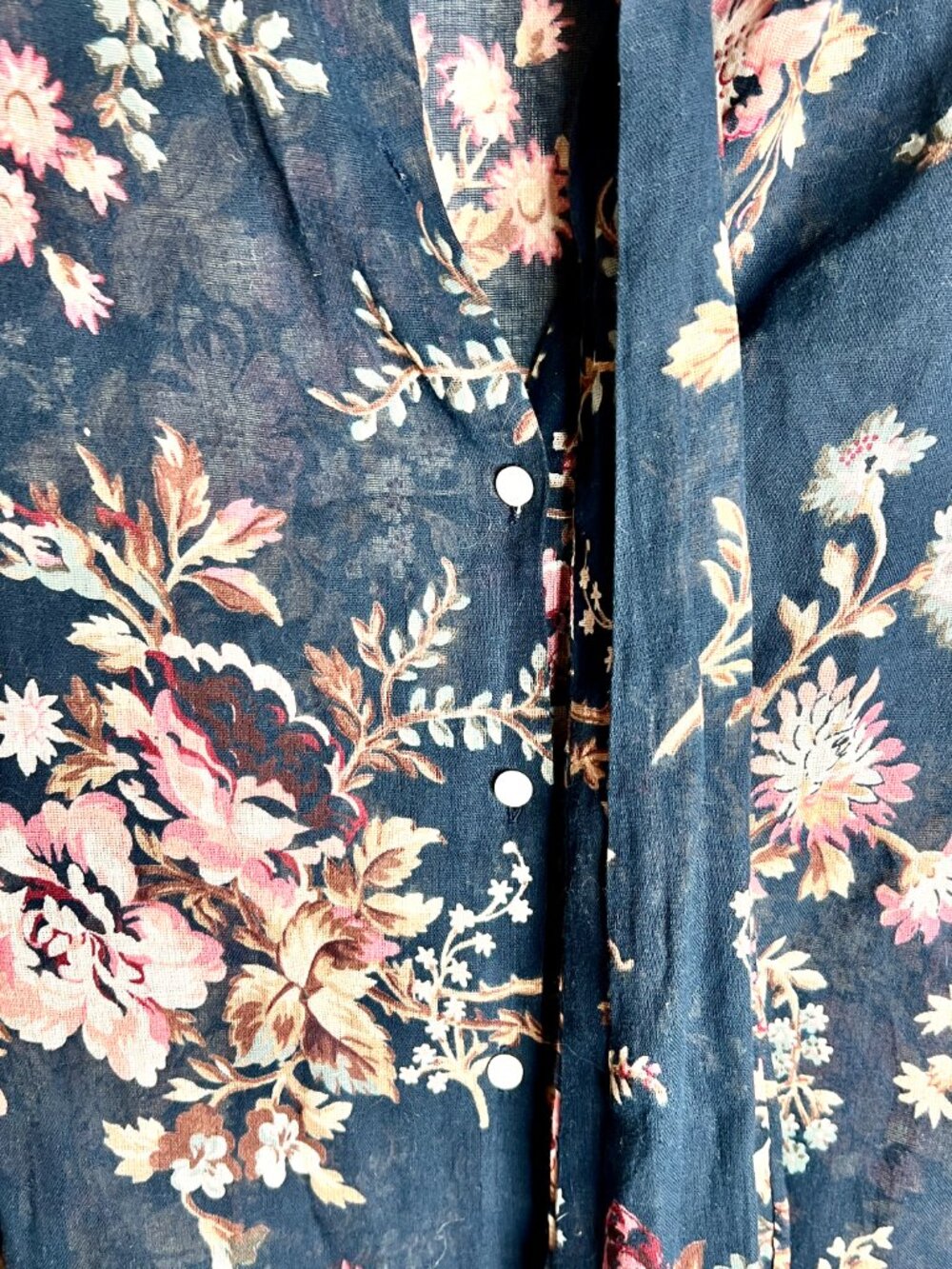 Denim & Supply Ralph Lauren Tie-Neck Button-Up Vintage Florals Flare Sleeve Sz L - Picture 4 of 5